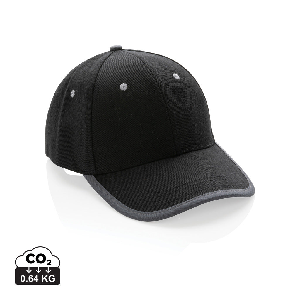 Impact AWARE™ Brushed rcotton 6 panel contrast cap 280gr - Black