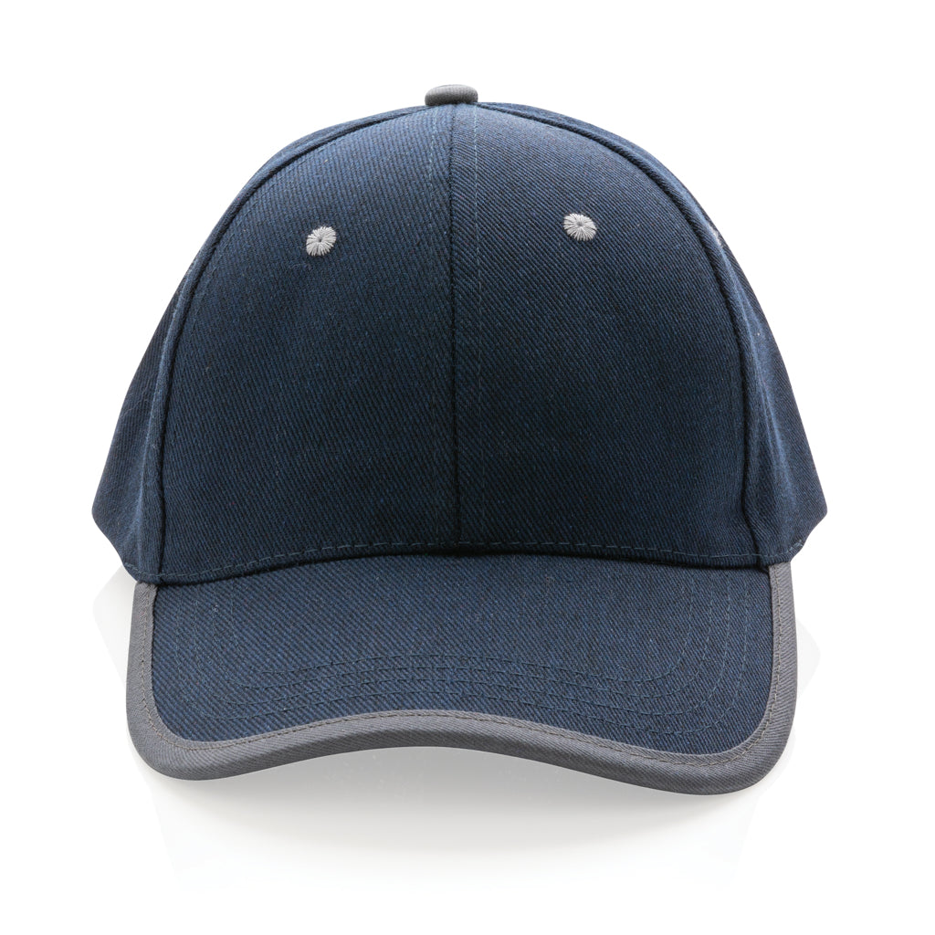 Impact AWARE™ Brushed rcotton 6 panel contrast cap 280gr - Navy