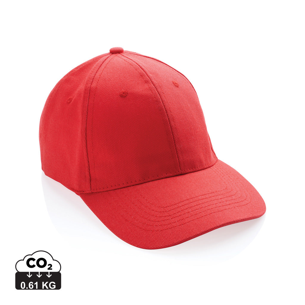 Impact 6 panel 280gr Recycled cotton cap with AWARE™ tracer - Luscious Red