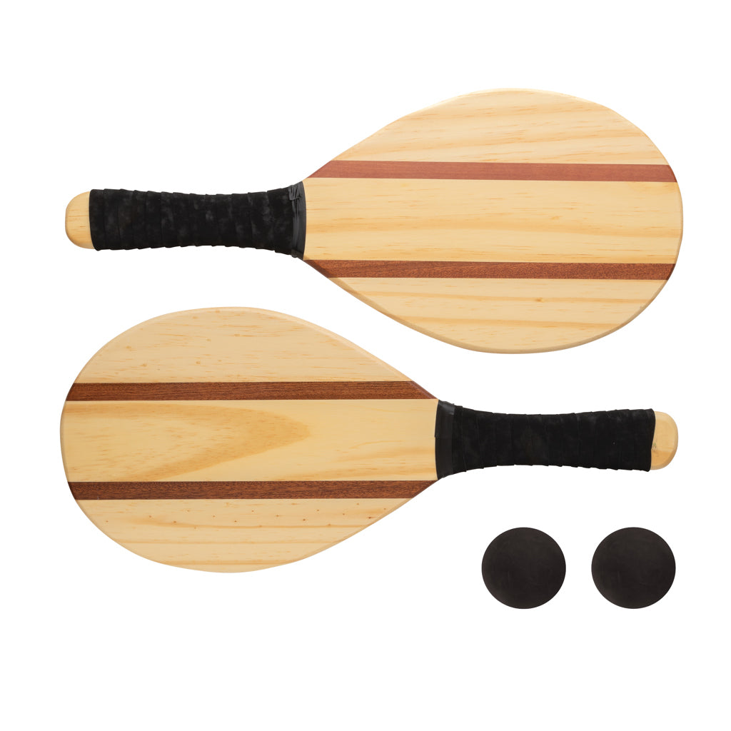 Wooden frescobol tennis set - Brown