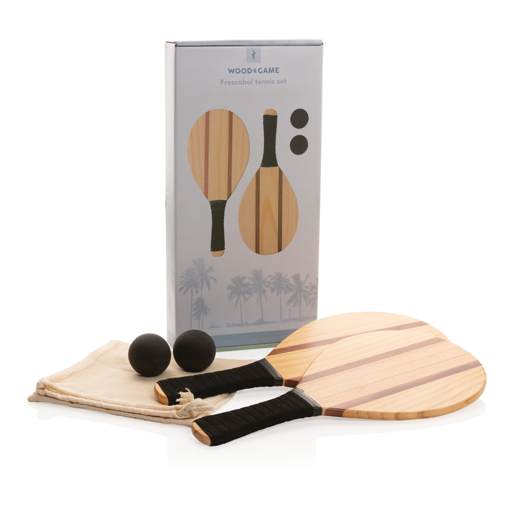 Wooden frescobol tennis set - Brown