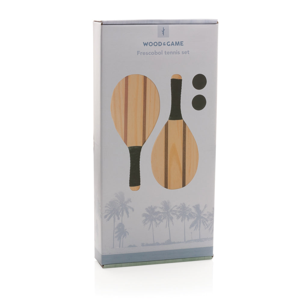 Wooden frescobol tennis set - Brown