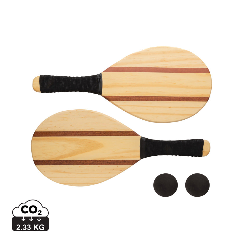 Wooden frescobol tennis set - Brown