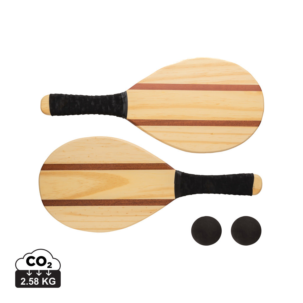 Wooden frescobol tennis set - Brown