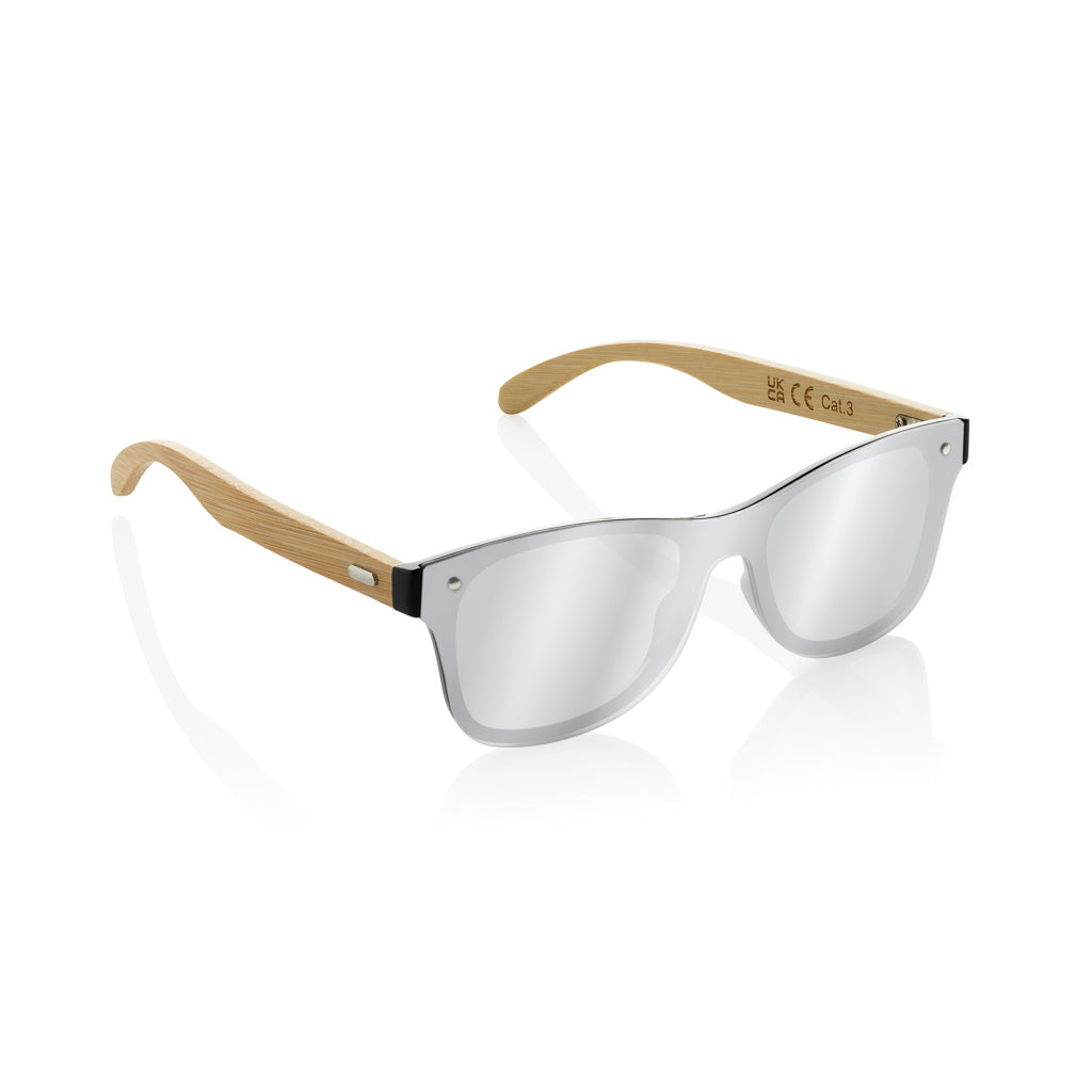 Prism RCS recycled plastic sunglasses with bamboo frame - Brown