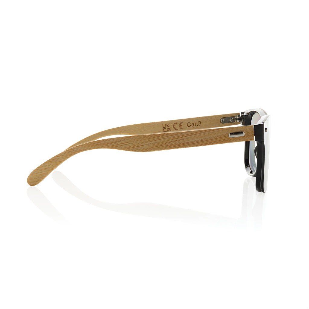 Prism RCS recycled plastic sunglasses with bamboo frame - Brown