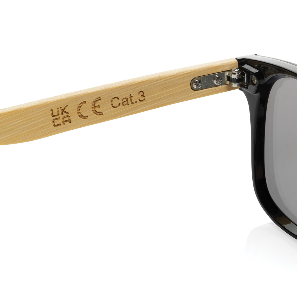 Prism RCS recycled plastic sunglasses with bamboo frame - Brown