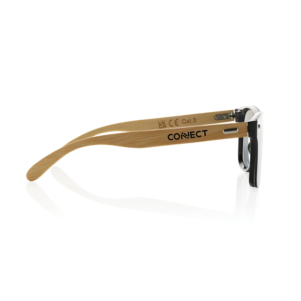 Prism RCS recycled plastic sunglasses with bamboo frame - Brown