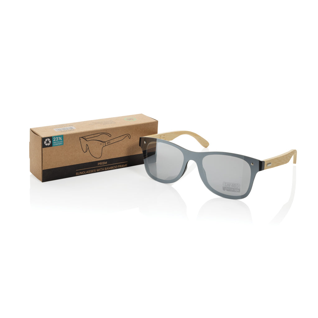 Prism RCS recycled plastic sunglasses with bamboo frame - Brown