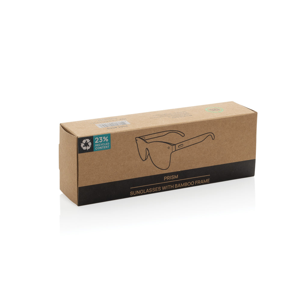 Prism RCS recycled plastic sunglasses with bamboo frame - Brown