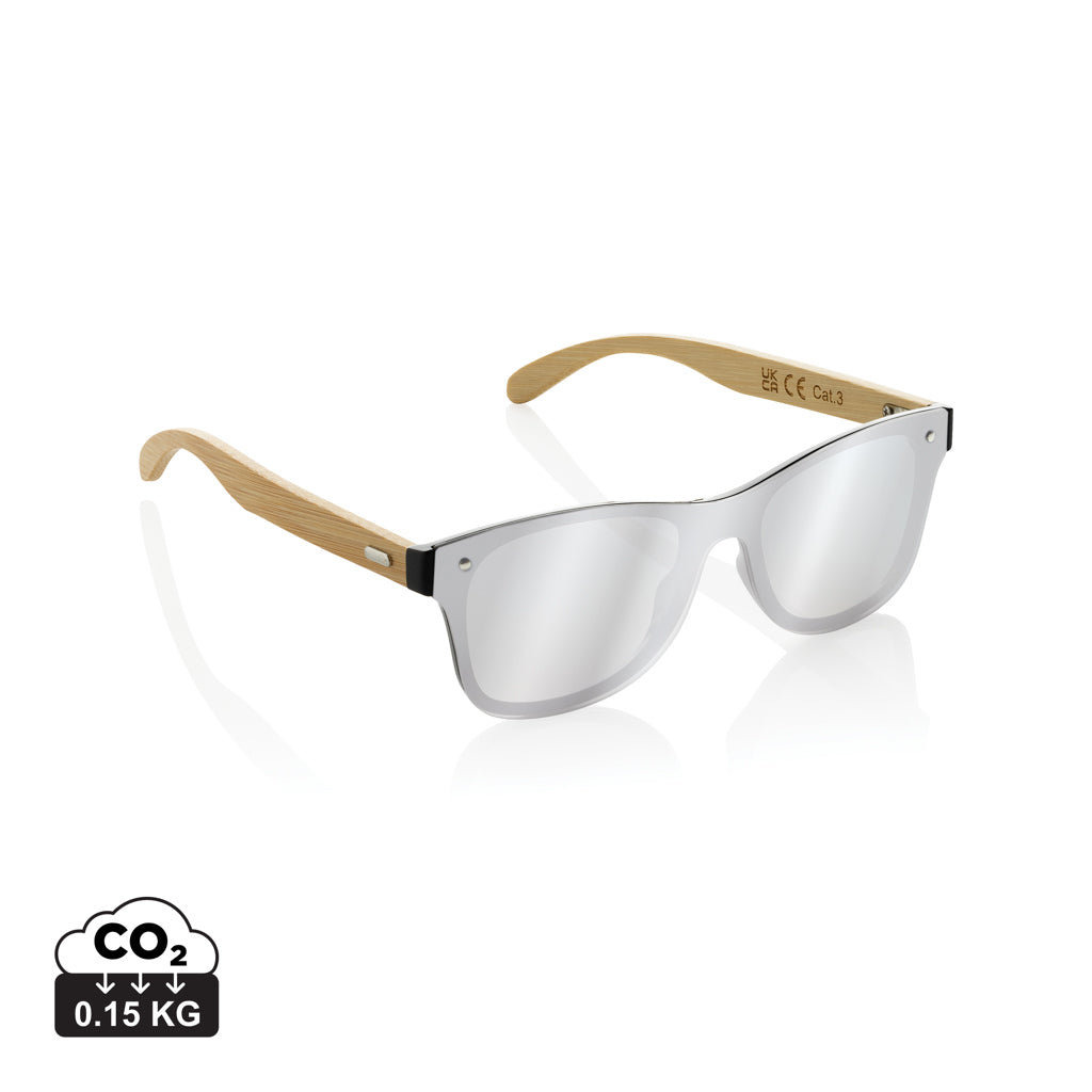 Prism RCS recycled plastic sunglasses with bamboo frame - Brown