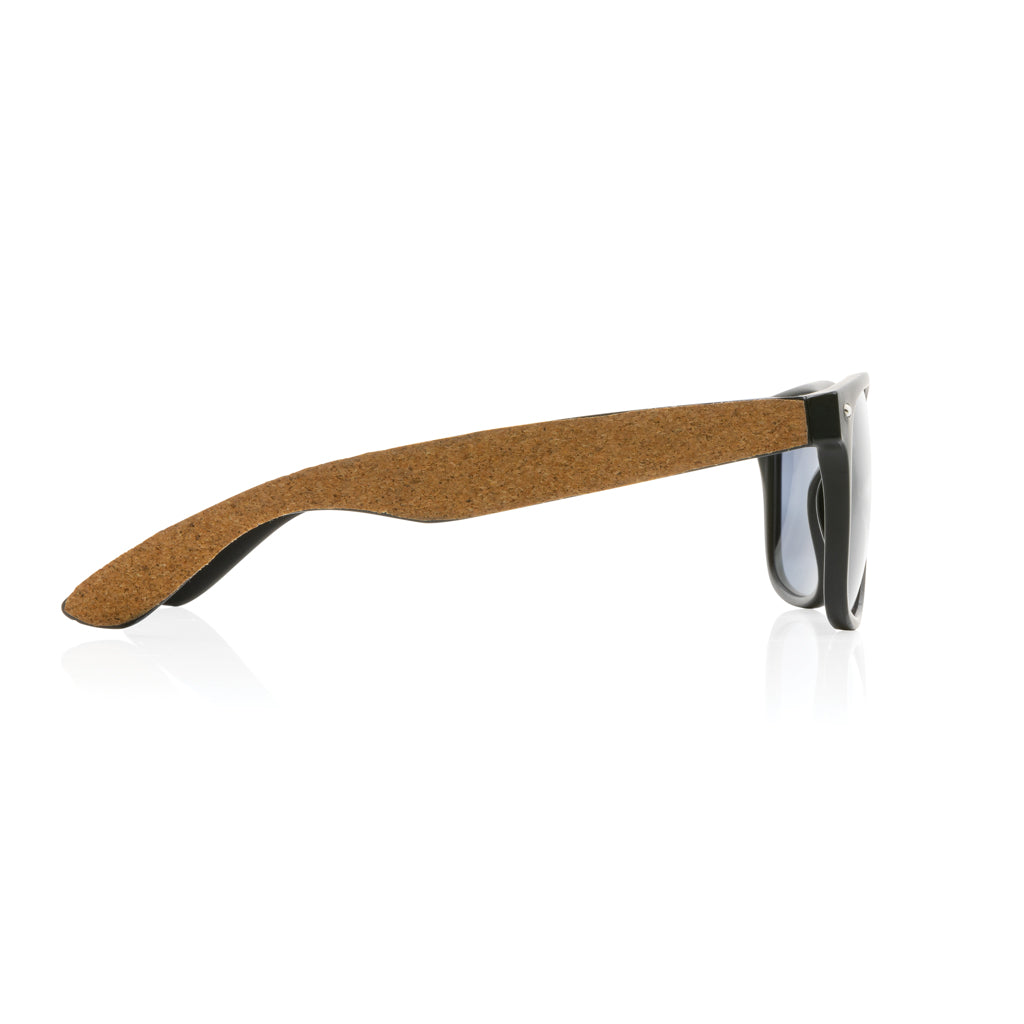 GRS recycled PC plastic sunglasses with cork - Black