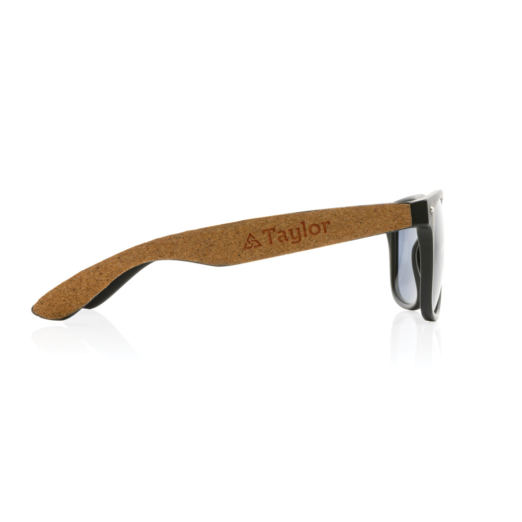 GRS recycled PC plastic sunglasses with cork - Black