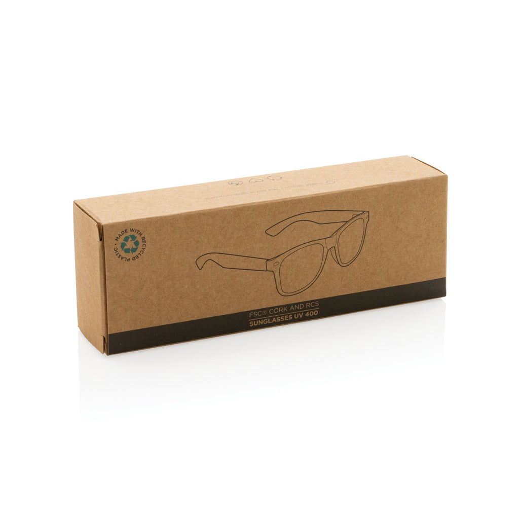 GRS recycled PC plastic sunglasses with cork - Black