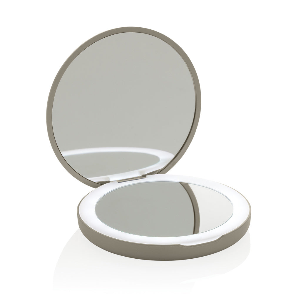 Lumora RCS recycled plastic LED re-chargeable make-up mirror - Beige