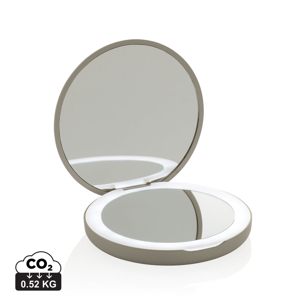 Lumora RCS recycled plastic LED re-chargeable make-up mirror - Beige