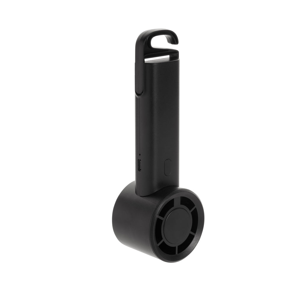 Twist RCS recycled plastic re-chargeable portable fan - Black