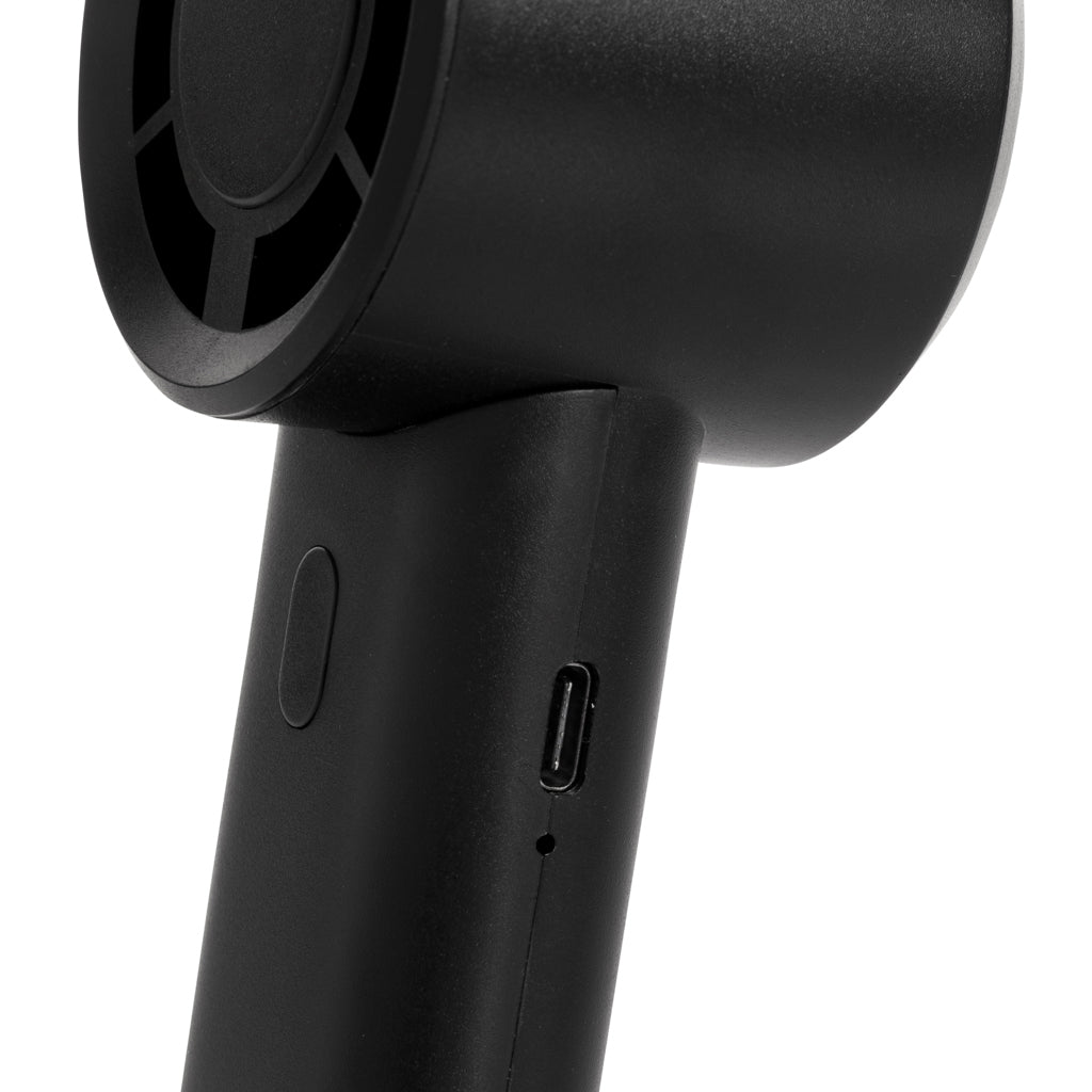 Twist RCS recycled plastic re-chargeable portable fan - Black