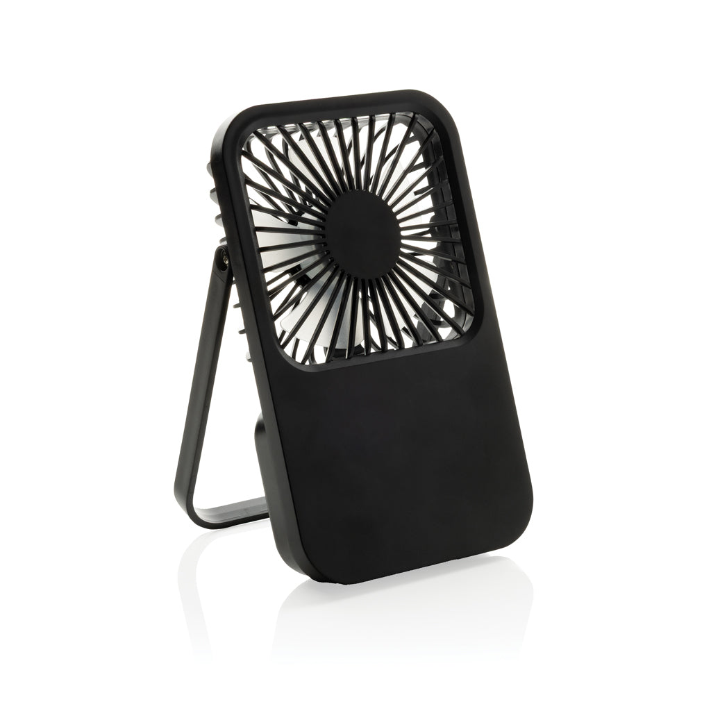 Aervina RCS recycled plastic re-chargeable desk fan - Black