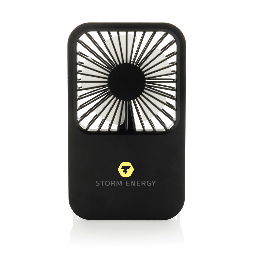 Aervina RCS recycled plastic re-chargeable desk fan - Black
