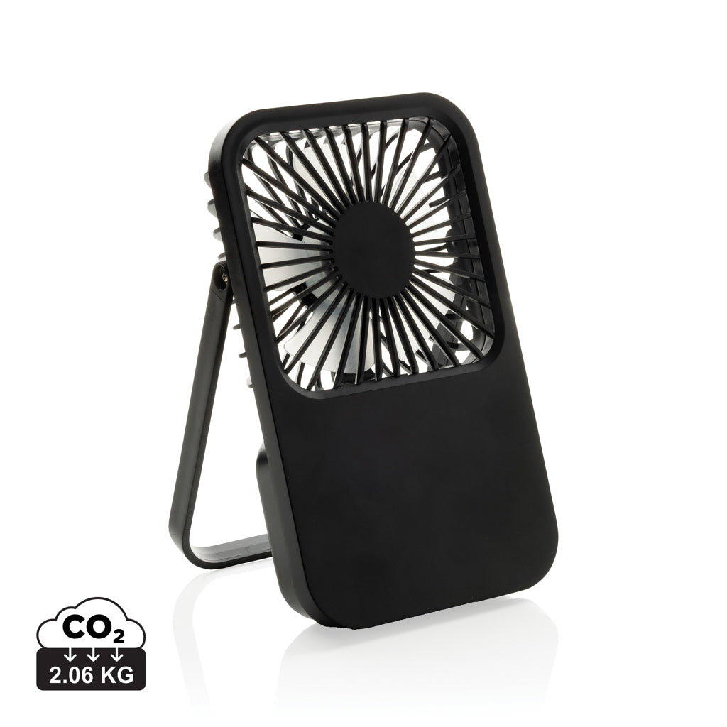 Aervina RCS recycled plastic re-chargeable desk fan - Black