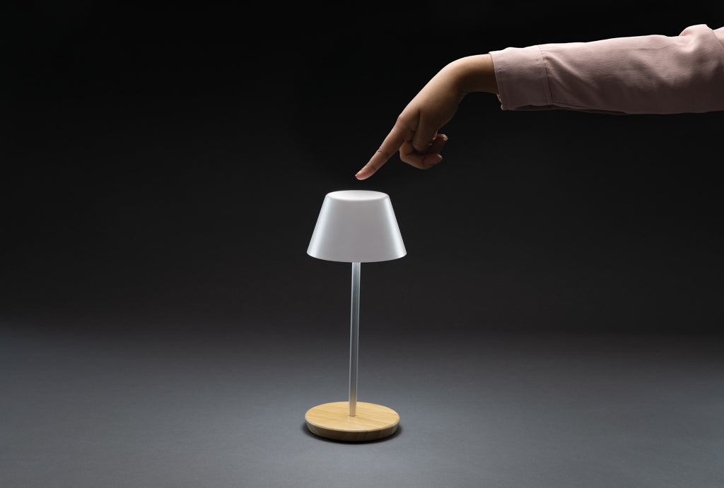 Pure Glow RCS usb-rechargeable recycled plastic table lamp - White