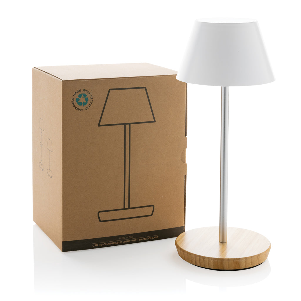 Pure Glow RCS usb-rechargeable recycled plastic table lamp - White