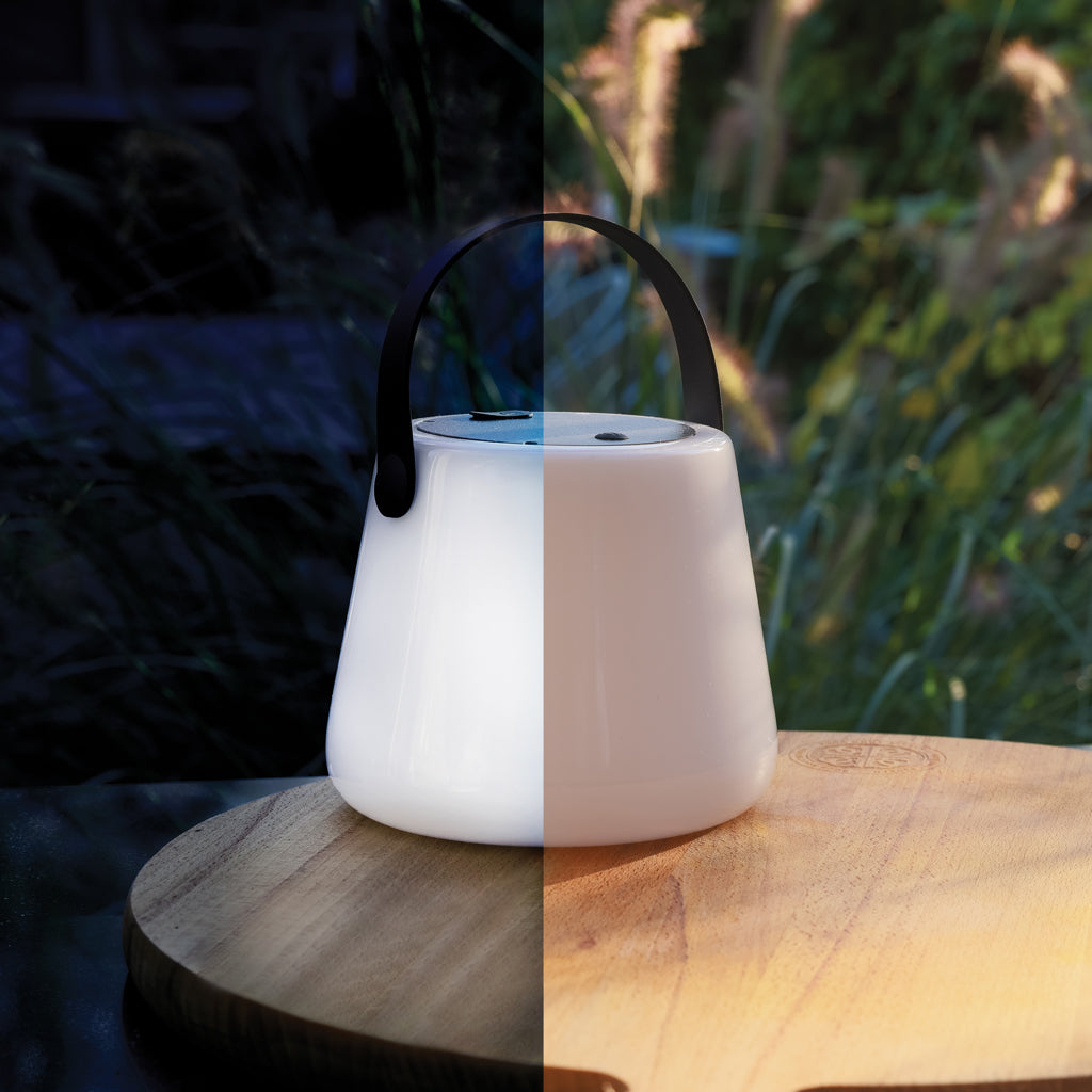 SolarGlow RCS recycled ABS USB-rechargeable outdoor light - White