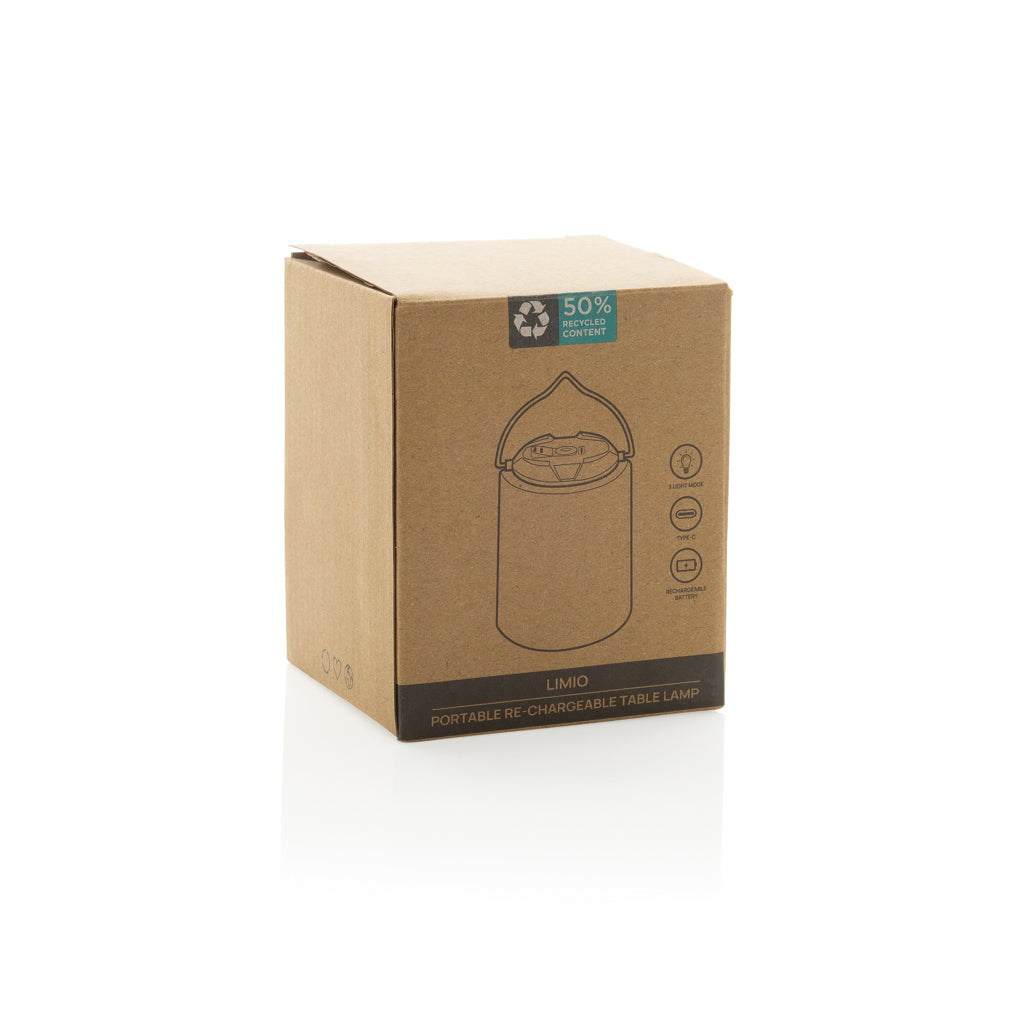Limio RCS recycled plastic portable re-chargeable table lamp - White