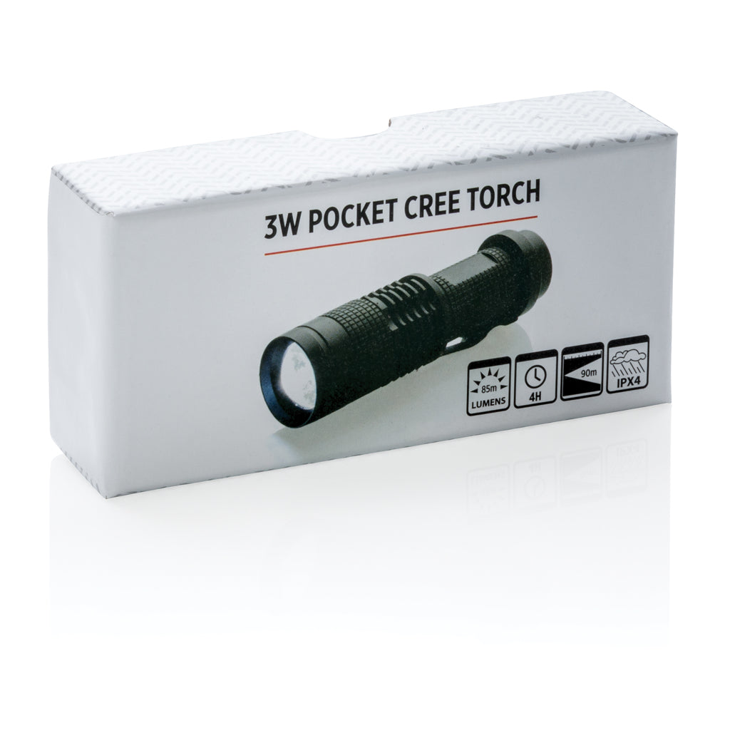 3W pocket CREE torch - Black