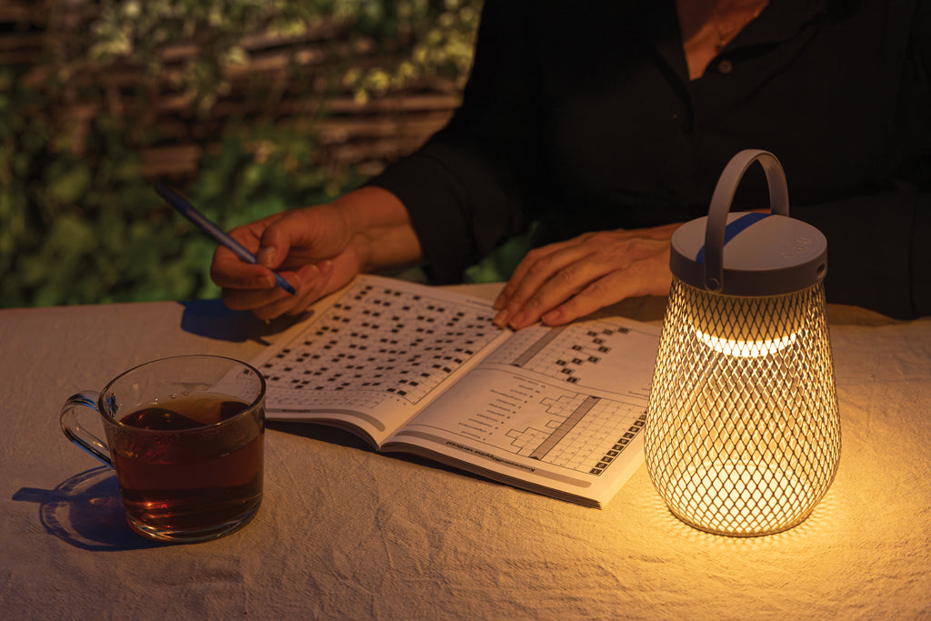 Aurora RCS recycled plastic USB re-chargeable table lamp - Grey
