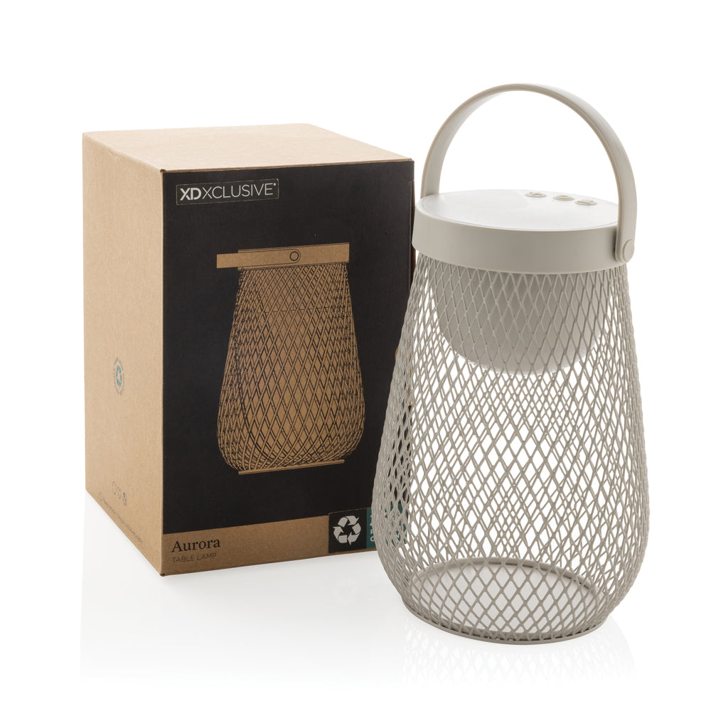 Aurora RCS recycled plastic USB re-chargeable table lamp - Grey