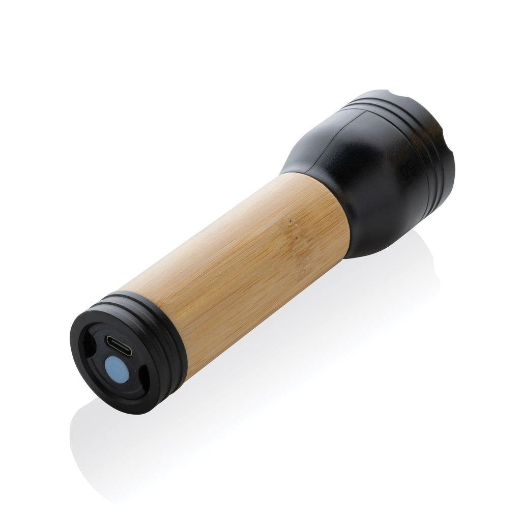 Lucid 3W RCS certified recycled plastic & bamboo torch - Black