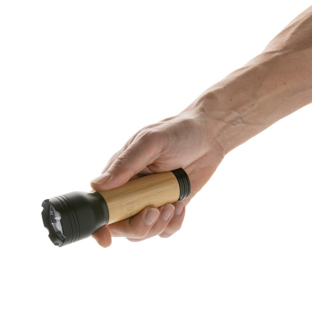 Lucid 3W RCS certified recycled plastic & bamboo torch - Black