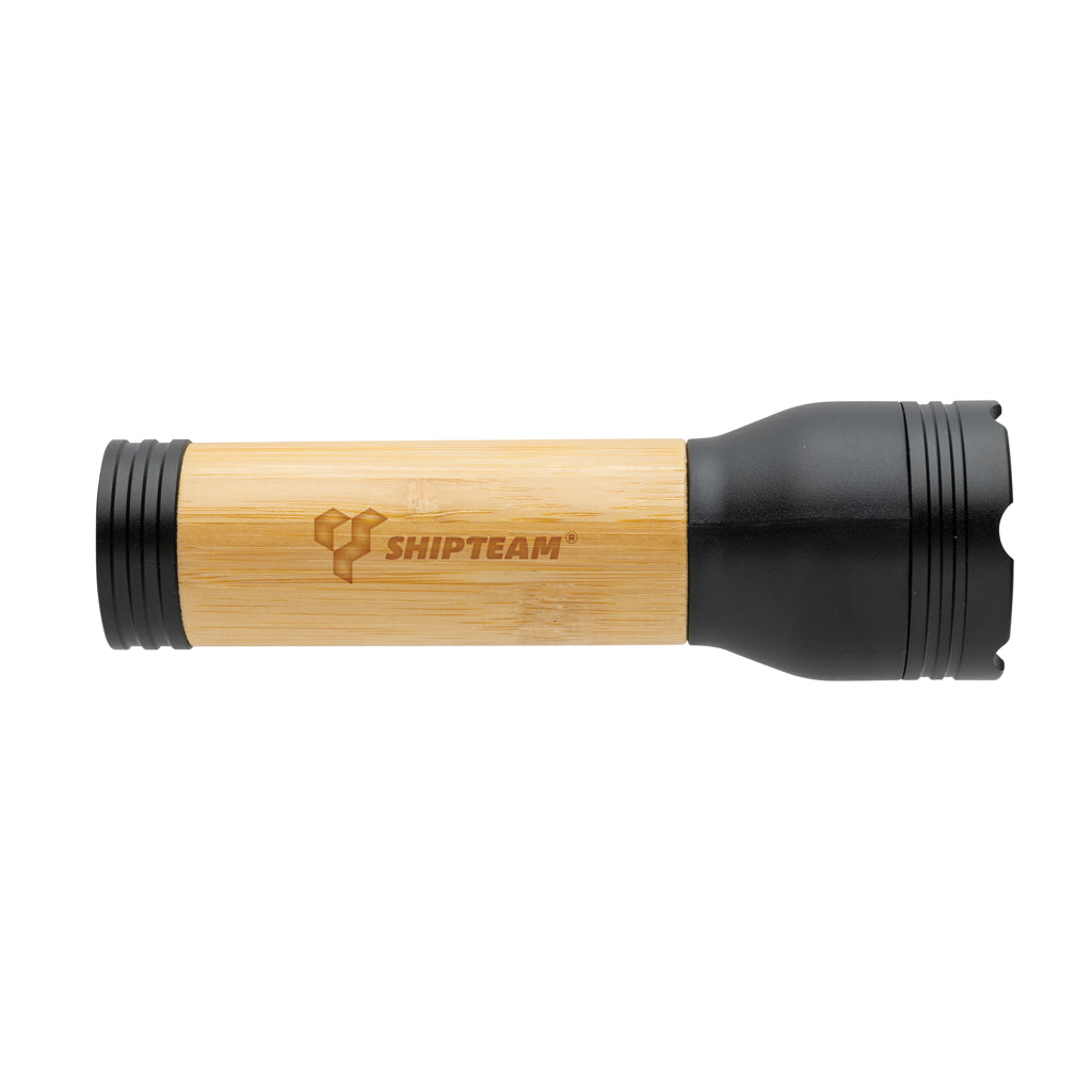 Lucid 3W RCS certified recycled plastic & bamboo torch - Black