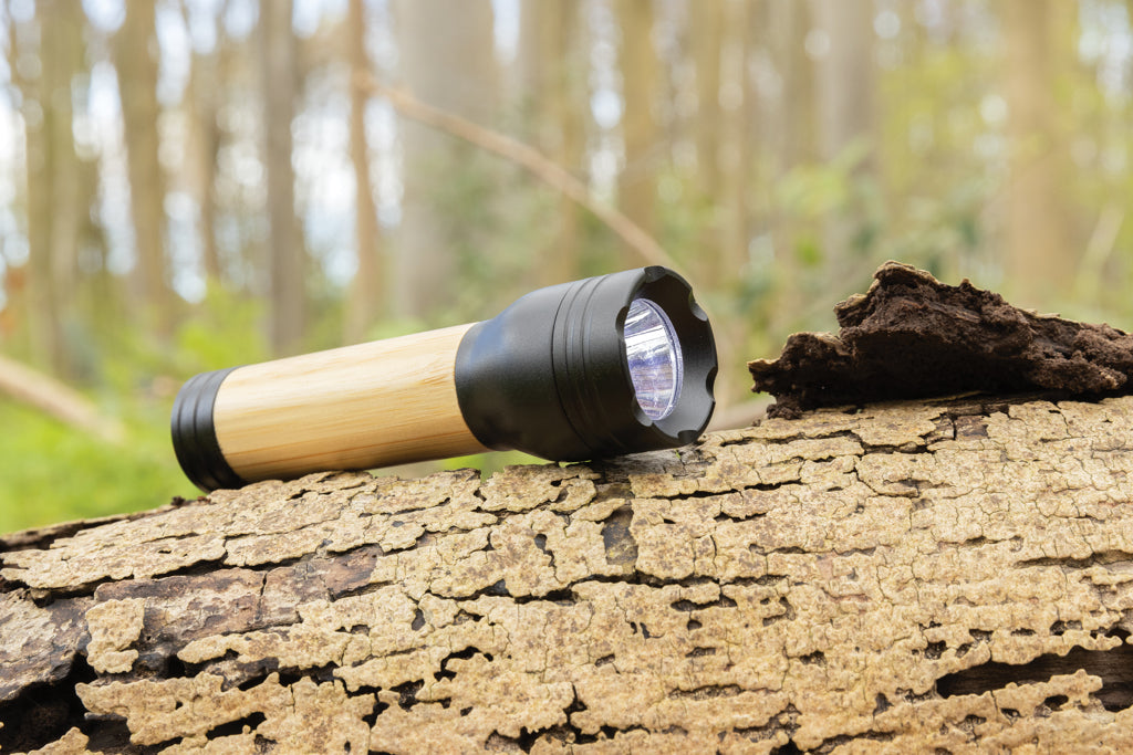 Lucid 3W RCS certified recycled plastic & bamboo torch - Black