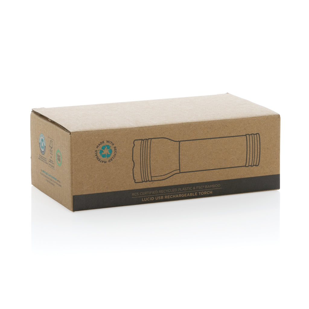 Lucid 3W RCS certified recycled plastic & bamboo torch - Black