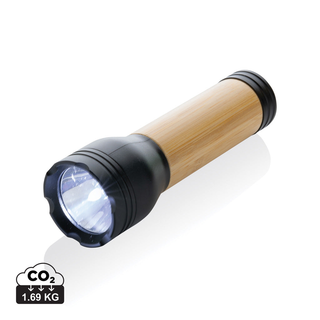 Lucid 3W RCS certified recycled plastic & bamboo torch - Black