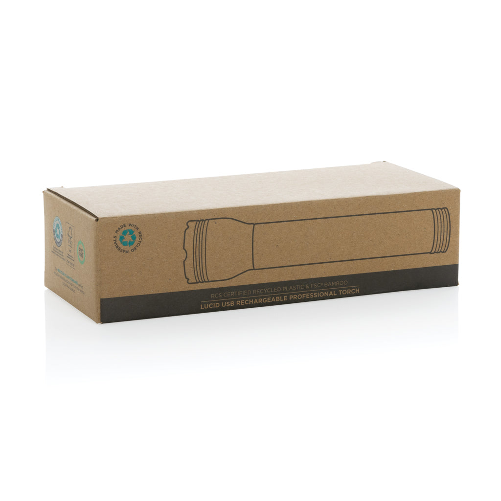 Lucid 5W RCS certified recycled plastic & bamboo torch - Black