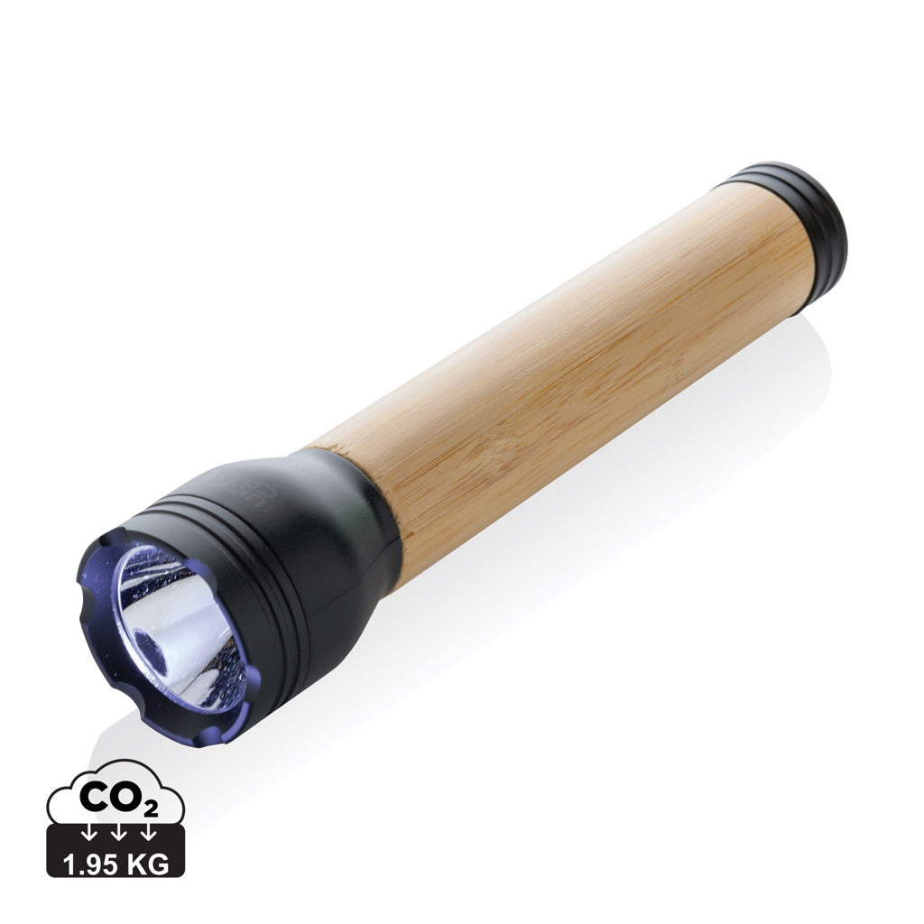 Lucid 5W RCS certified recycled plastic & bamboo torch - Black