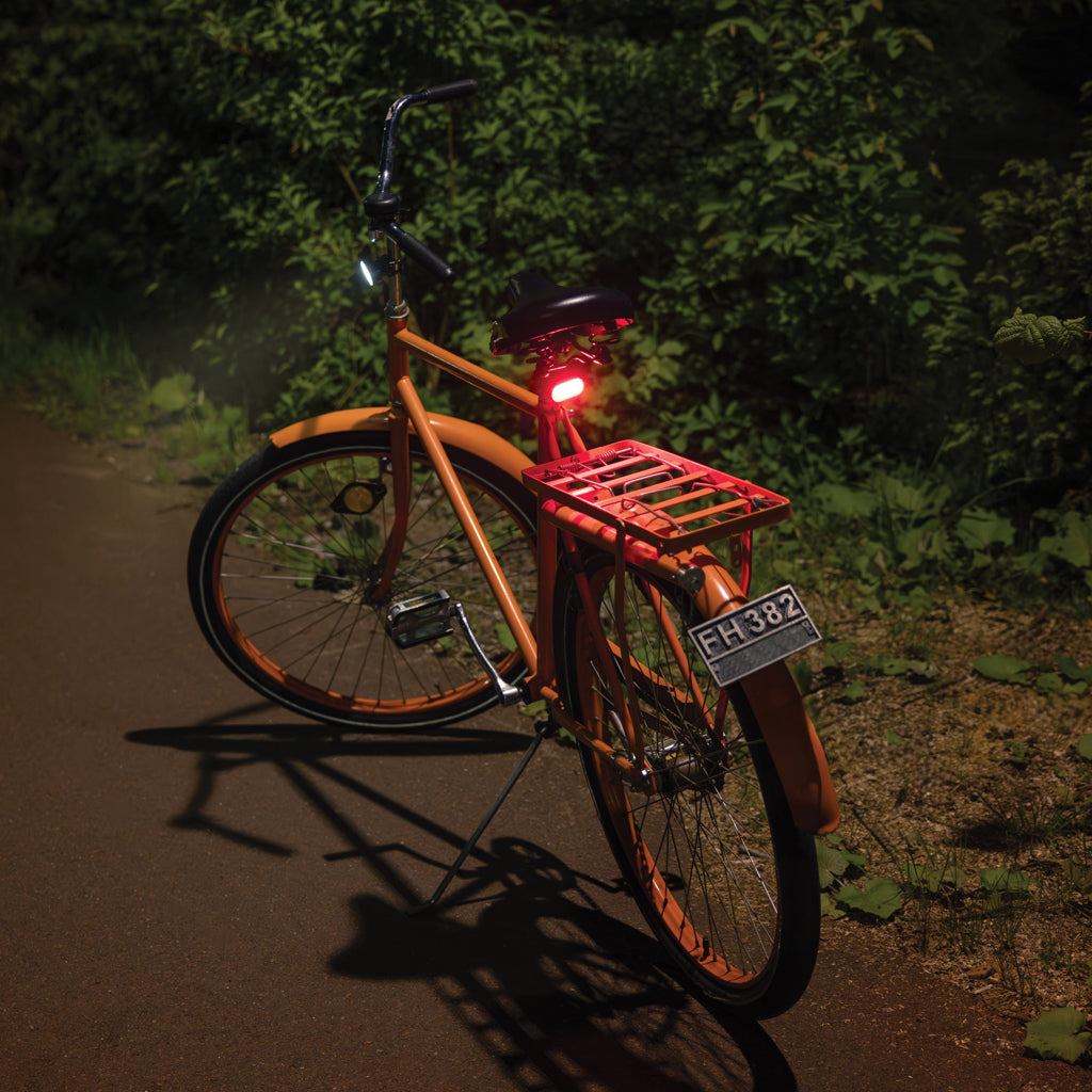 Lumino RCS recycled plastic USB re-chargeable bike light set - Black