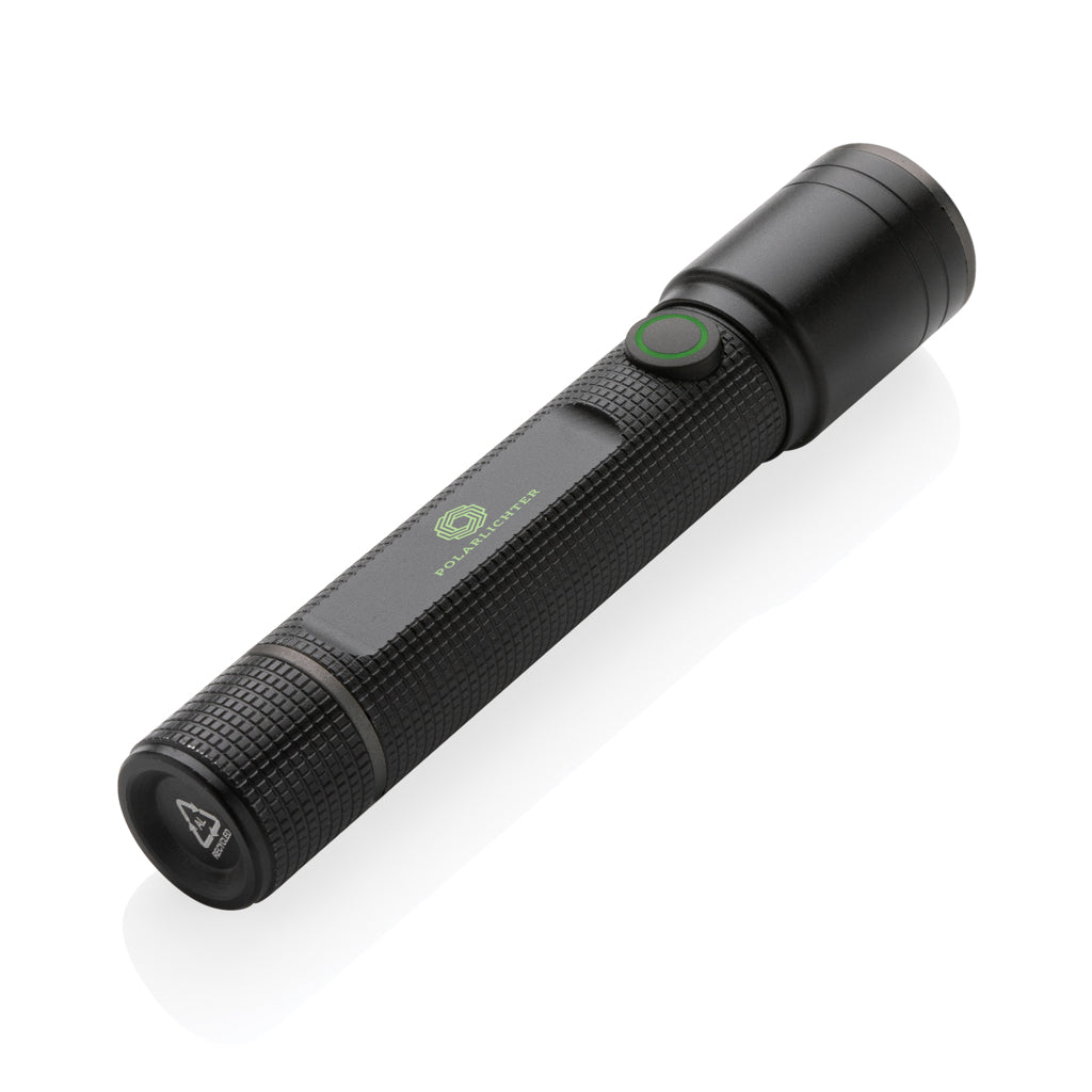 Gear X RCS recycled aluminium USB-rechargeable torch - Black