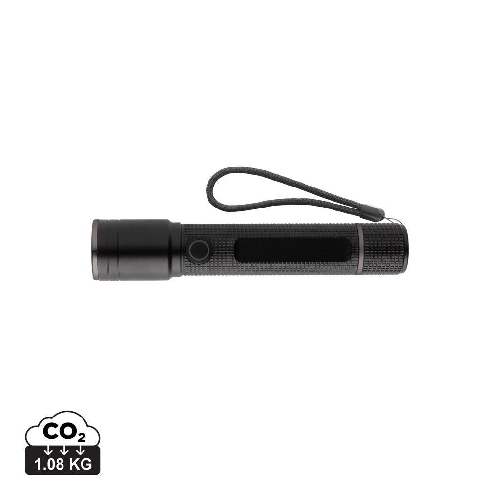 Gear X RCS recycled aluminium USB-rechargeable torch - Black