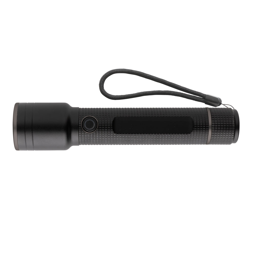 Gear X RCS recycled aluminium USB-rechargeable torch large - Black