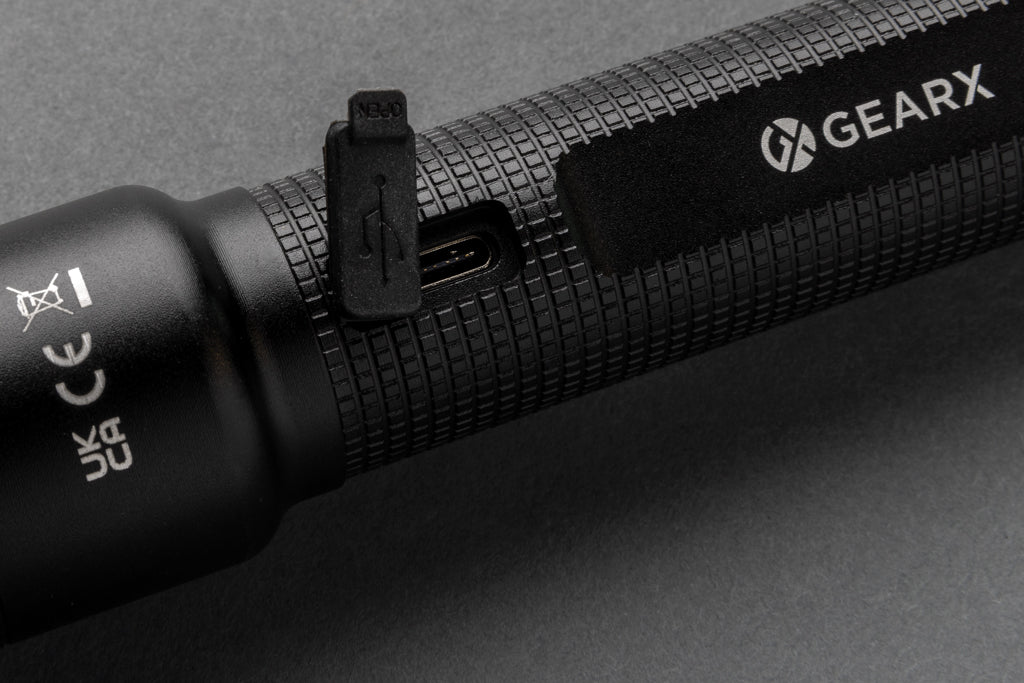 Gear X RCS recycled aluminium USB-rechargeable torch large - Black