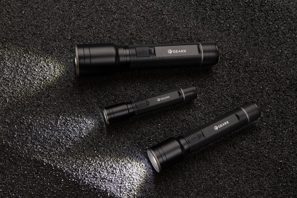 Gear X RCS recycled aluminium USB-rechargeable torch large - Black
