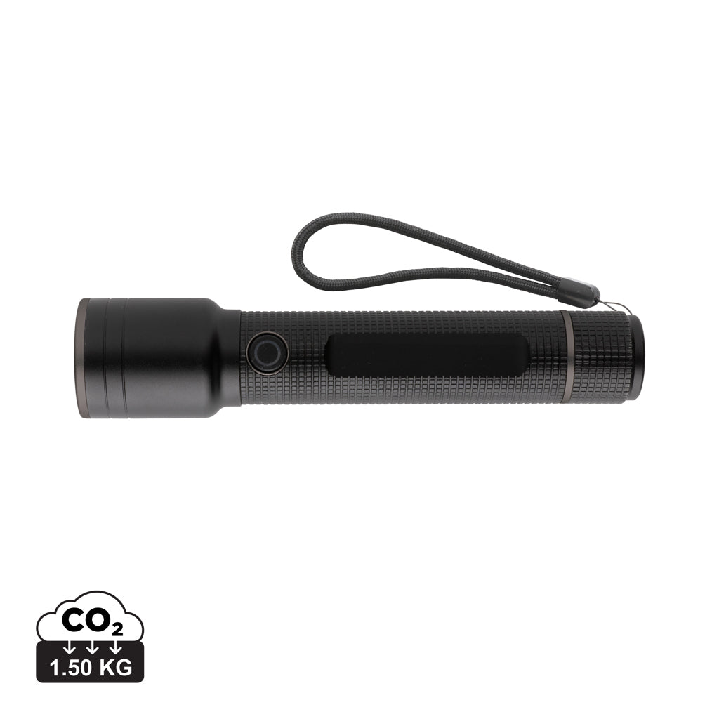 Gear X RCS recycled aluminium USB-rechargeable torch large - Black