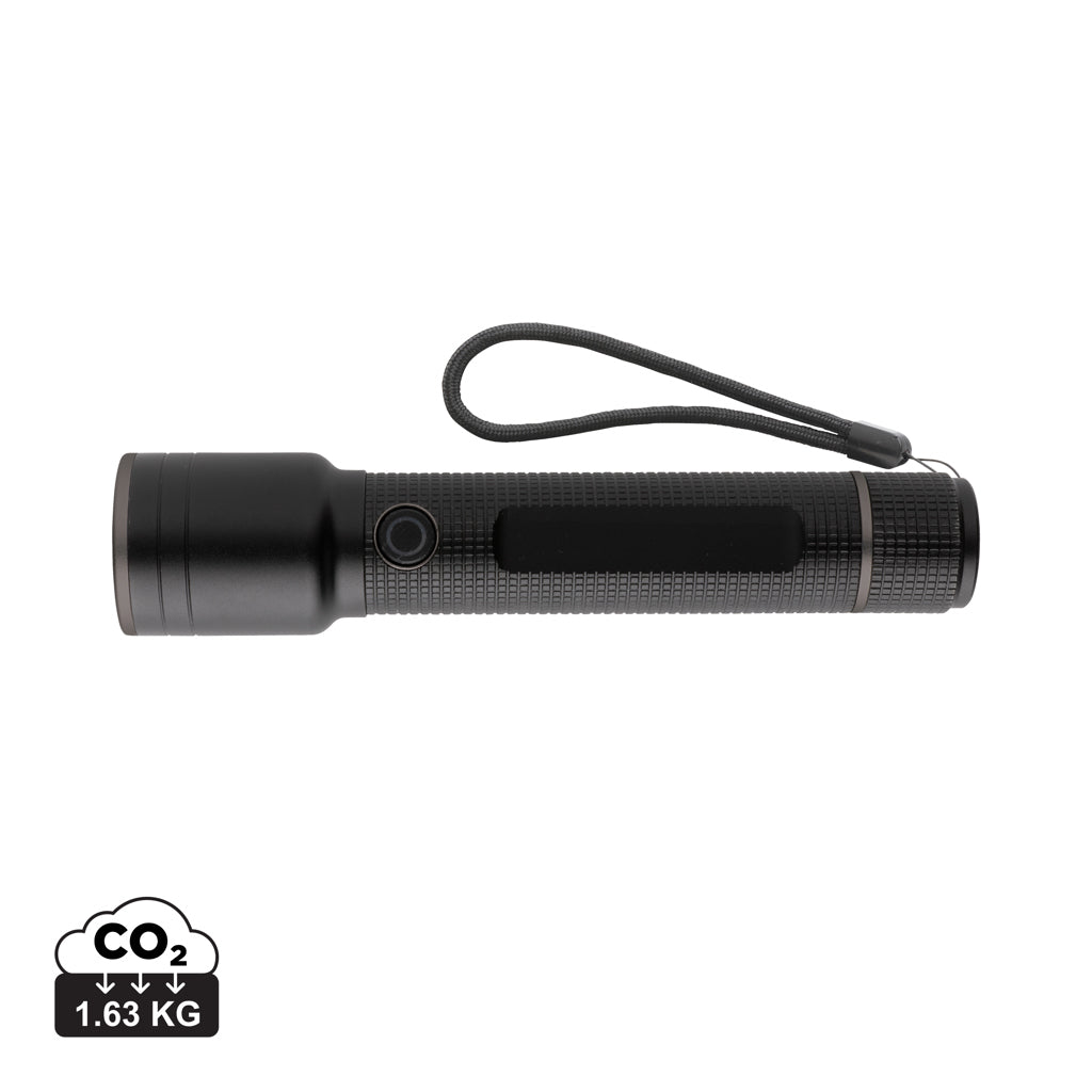 Gear X RCS recycled aluminium USB-rechargeable torch large - Black