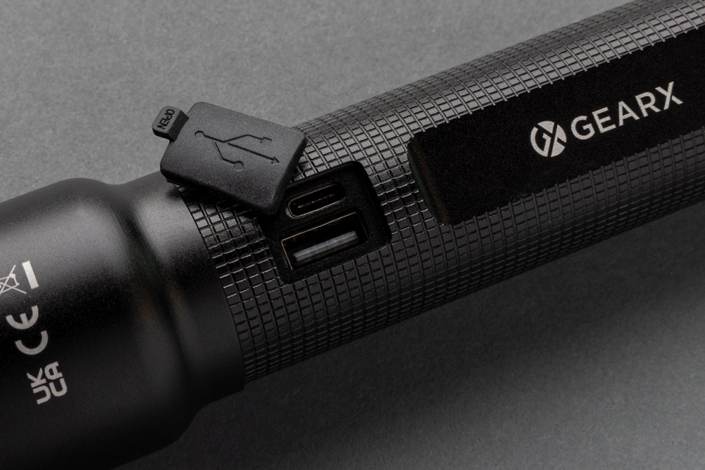 RCS recycled aluminium USB-rechargeable heavy duty torch - Black