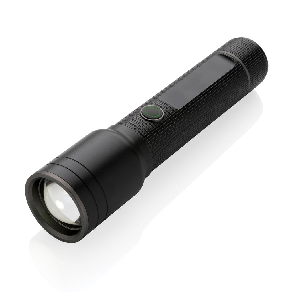 RCS recycled aluminium USB-rechargeable heavy duty torch - Black